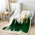 thumbnail image 2 of Dark Green Blanket Watercolor Graffiti Throw Blanket for Bed, Striped Oil Painting Sherpa Blanket Aesthetic Modern Fleece Blanket, Ombre Brush Marks Contemporary Fuzzy Blanket, 2 of 4
