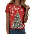 thumbnail image 2 of UngA Womens Christmas T Shirts Funny Xmas Holiday Graphic Short Sleeve Crew Neck Tee Family Holiday Blouse Women's Christmas Shirts (Hot Pink,M), 2 of 5