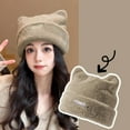 thumbnail image 5 of lanema Cat Ear Plush Wool Beanies Cap Autumn And Winter Warm Pullover Hat Solid Color, 5 of 20