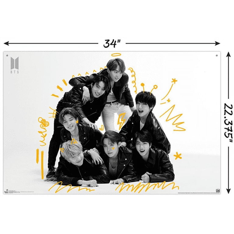 BTS - MOS7 - BW Wall Poster with Push Pins, 22.375