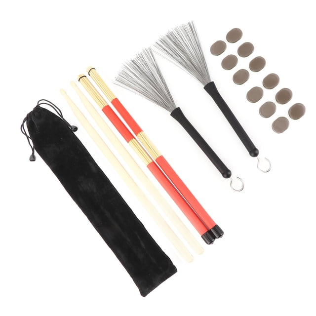 Kit de baquetas Rute Brush Damper Drum Set accesorios para tocar instrumentos musicales con BagM02762 Color café