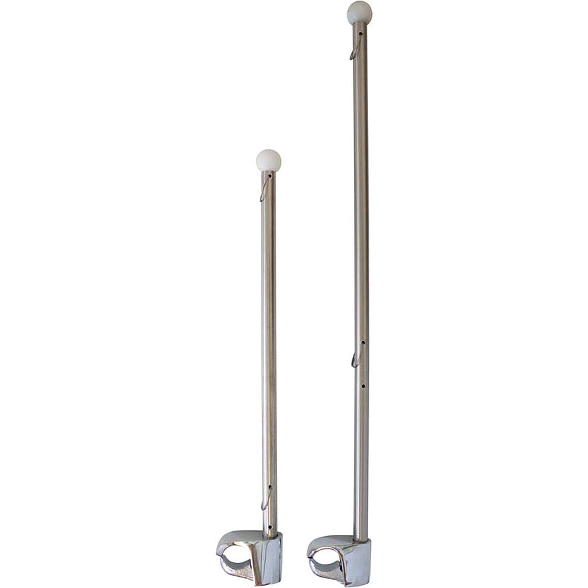 NEW Flag Pole w Round Rail Clamp-on for 7/8" rail  15"L  stainless  77001