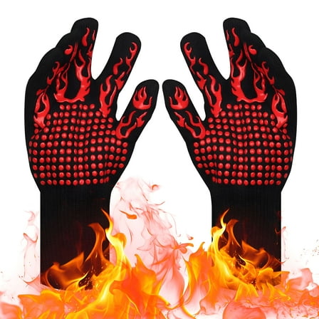 GJX 1 Pair of BBQ Gloves,2-Layer Silicone Oven Mitts,1472°F Fireproof Kitchen Gloves,Suitable for Grilling,Baking,Cooking,And Welding