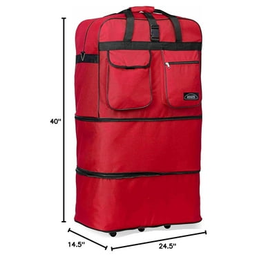 40" RED Large Expandable Rolling 6 Wheeled Duffel Bag Spinner Suitcase Luggage
