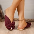 thumbnail image 5 of HomeDM Womens Flat Sandals Dressy Bowknot Closed Toe Slip-On Summer Beach Slide Sandals, Red Size 7.5, 5 of 9