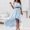 Blue, variant on Ichuanyi Womens Shirts , Women Solid One-shoulder Tube Tops Short Skirt Two-piece Dress Tops Skirt