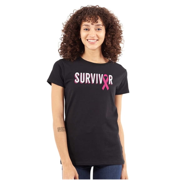 Breast Cancer Survivor Pink Ribbon Womens Fitted Plus Size Graphic Tee Brisco Brands 2X