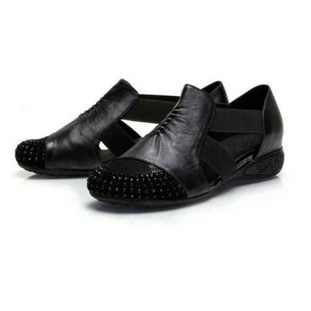 

PEASKJP Cute Sandals for Women Women s Summer Round Toe Wedges Casual Solid Open Toe Beach Sandals Women Sandals Wide Width Shoes Black 6.5