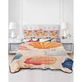 thumbnail image 3 of Orange Blue Pink Coastal King Size Down Alternative Comforter, Lightweight Comforter Quilt Bedding Set with Pillow Shams Summer Nautical Shell Beach All Seasons Bed Comforter Duvet Insert 96"x106", 3 of 7
