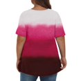 thumbnail image 4 of TQWQT Womens Plus Size Summer Tops Sexy Plus Size Tops Gradient Print V Neck Plus Size Tops Short Sleeves Dressy Casual Tee Shirts Loose Fit Clothes for Women Red 3XL, 4 of 6