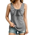 thumbnail image 3 of Ruimatai Womens Casual Sleeveless Tank Tops V Neck Drawstring Ruched Shirts Loose Fit Curved Hem Summer Blouses, 3 of 6