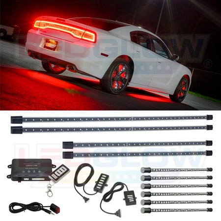 ledglow 4pc red wireless led underbody underglow 6pc interior