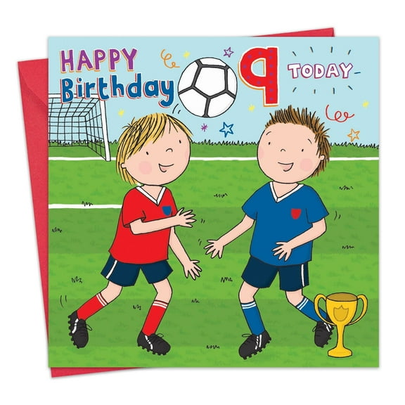 Twizler 9th Birthday Card for Boys - Football - Children's Age 9 Happy Birthday Greeting Card for Son Grandson Nephew Kids