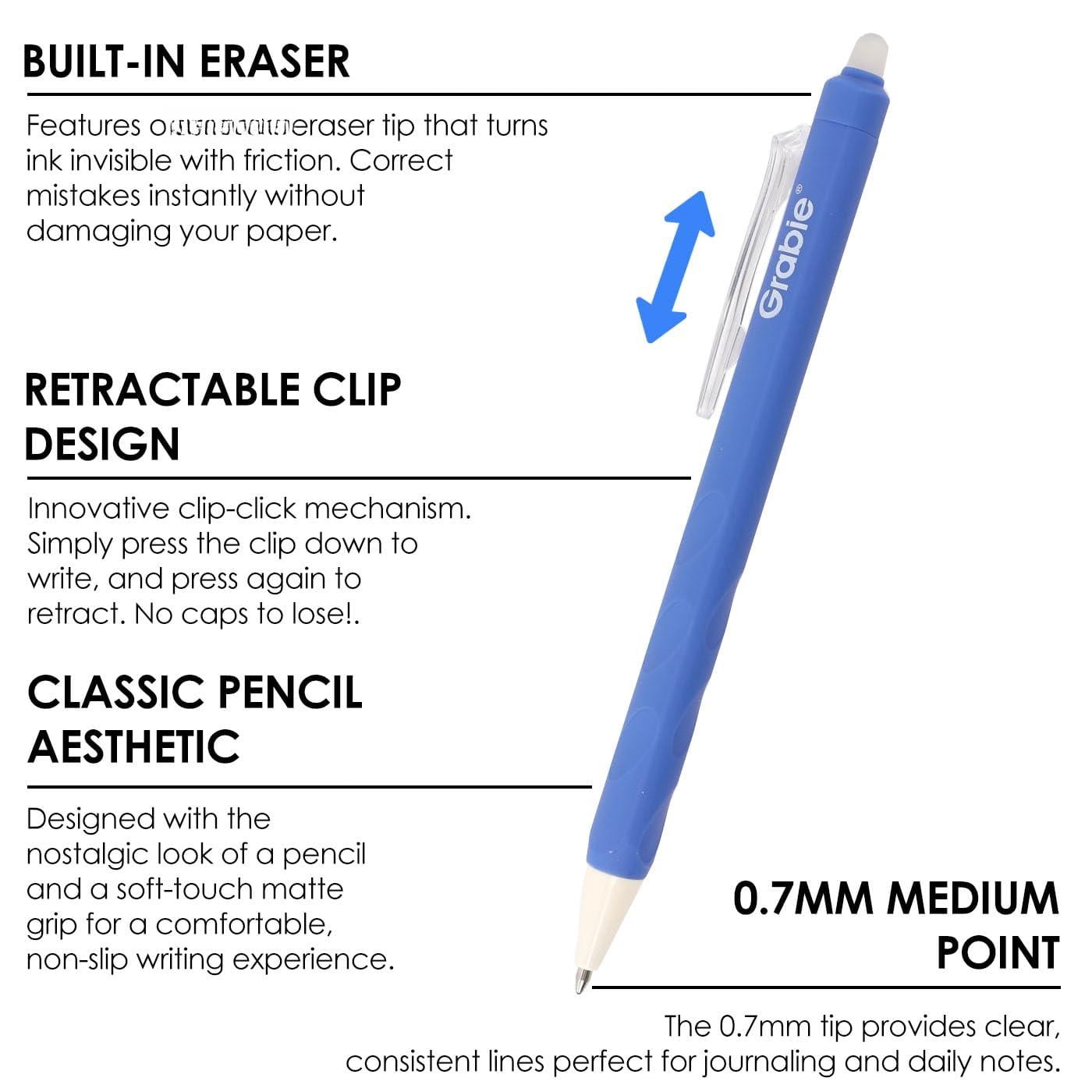 Erasable Gel Pens  Medium Point 0.7 Mm Make Mistakes Disappear For Drawing Writing Planner Pack Of 6 Black/blue/red