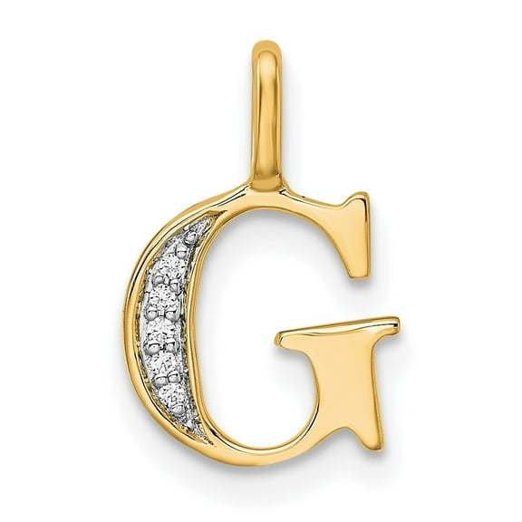 Auriga Fine Jewelry 10K Yellow Gold Diamond Letter G Initial Pendant for Women (L - 0.6 inch, W - 10.67 inch)