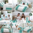 thumbnail image 5 of Colorful Stripes Bedding Duvet Cover Set Queen Size 4 Pieces Teal Green Wood Texture White Bedding Set with Zipper Closure, 1 Comforter Cover 90x92 Inches 1 Flat Sheet & 2 Pillow Cases, 5 of 7