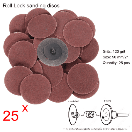 25Pcs 2inch 120 Grit R Type Roloc Sanding Discs sander Abrasive Roll Lock Coarse for Dremel Rotary