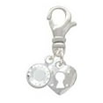 thumbnail image 2 of Delight Jewelry Silvertone Mini Heart Lock - Silvertone Clip on Charm with Clear Crystal Drop, 2 of 4