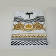 thumbnail image 4 of Men LAVERITA European Fashion Crew Shirt Rhine Stones Crown Floral 12087 White, 4 of 6