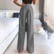 thumbnail image 2 of Pantalones Largos de Cintura Elástica Con Bolsillo de Botones Informales Sólidos de Verano A La Moda Para Mujer Odeerbi ODB-6, 2 of 8