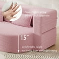 thumbnail image 6 of 2 in 1 Upgraded Loveseat Sofa, 78" Convertible Sleeper Sofa Bed Full Size with 2 Pillows, Folding Teddy Floor Sofa Guest Bed for Living Room Apartment, No Assembly Required, Pink, 6 of 8