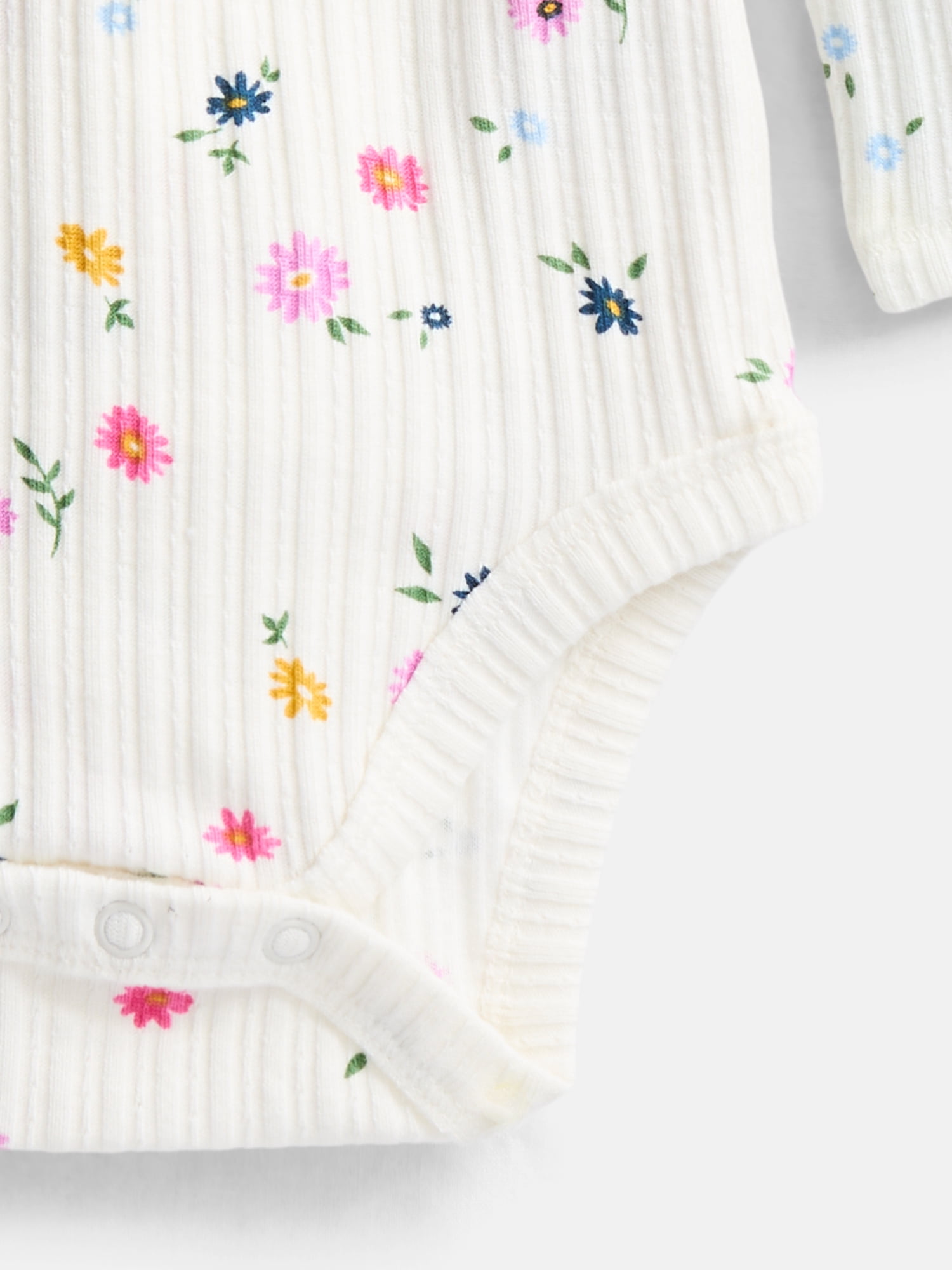 Wonder Nation Baby Girls Flutter Bodysuit with Long Sleeves, Sizes 0-24 Months