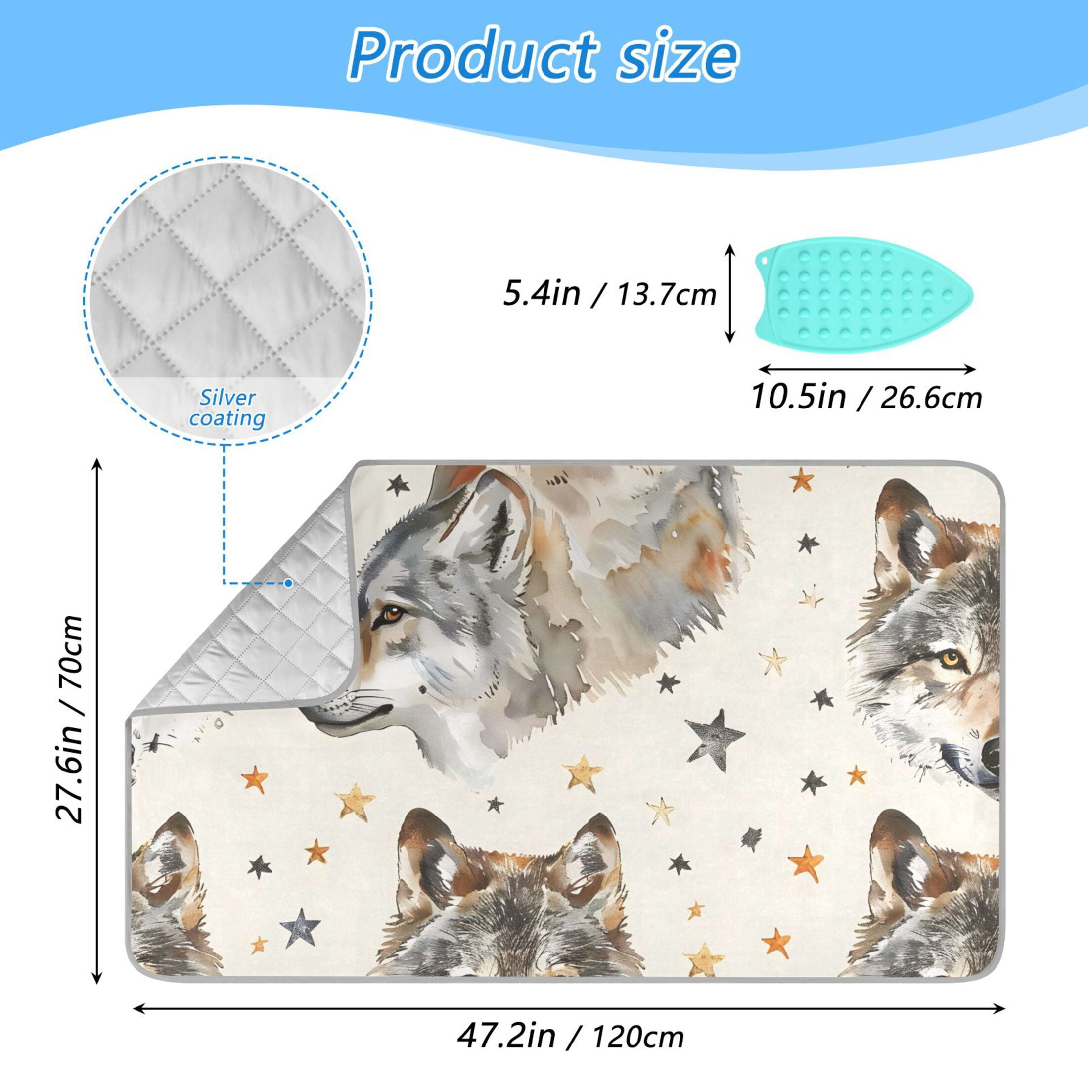 Wolf Face Stars Ironing Board Covers Heat Resistant Ironing Pad Mat Portable for Travel Washer Dryer Table