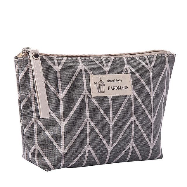 Bolsa de cosméticos de lona BRI con diseño de flecha gris pequeña bolsa de aseo portátil para viajes