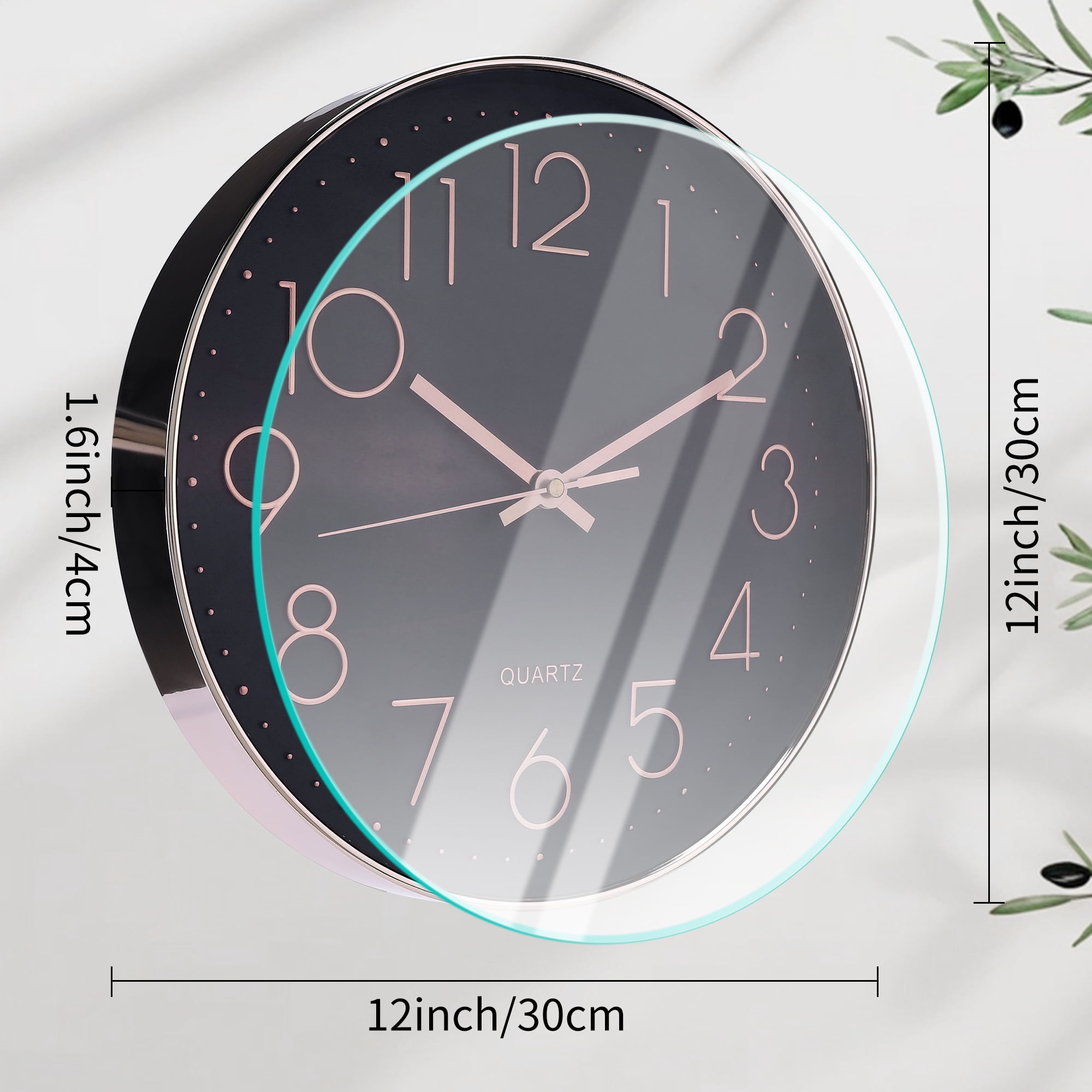 Unique Bargains Non-Ticking Modern Battery Operated Wall Clock Grey