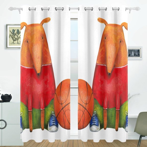 POPCreation Cute Hand-Drawn Dog Window Curtain Blackout Curtains Darkening Thermal Blind Curtain for Bedroom Living Room,2 Panel (52Wx84L Inches)
