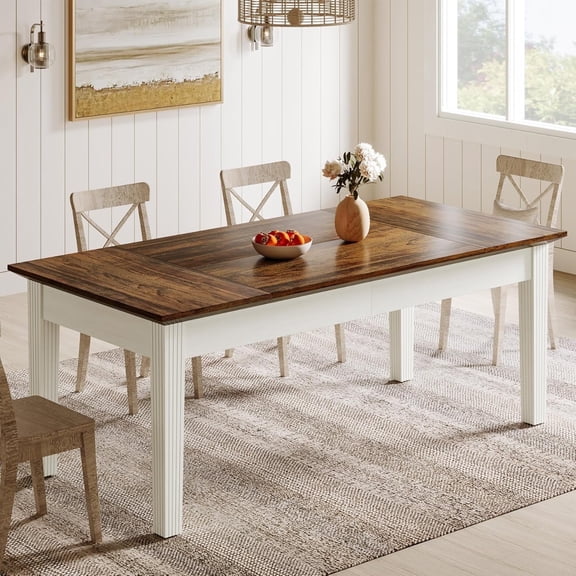 Finmind 62" Dining Table for 4-6 People,Modern Wood Kitchen Table for Kitchen, Dining Room, Brown