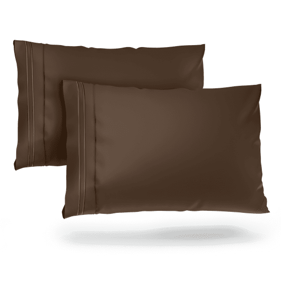 Cosy House Collection Pillowcases Standard Size - Chocolate Pillow Case Set of 2 - Fits Queen Size Pillows - Premium Super Soft Hotel Quality - Cool & Wrinkle Free