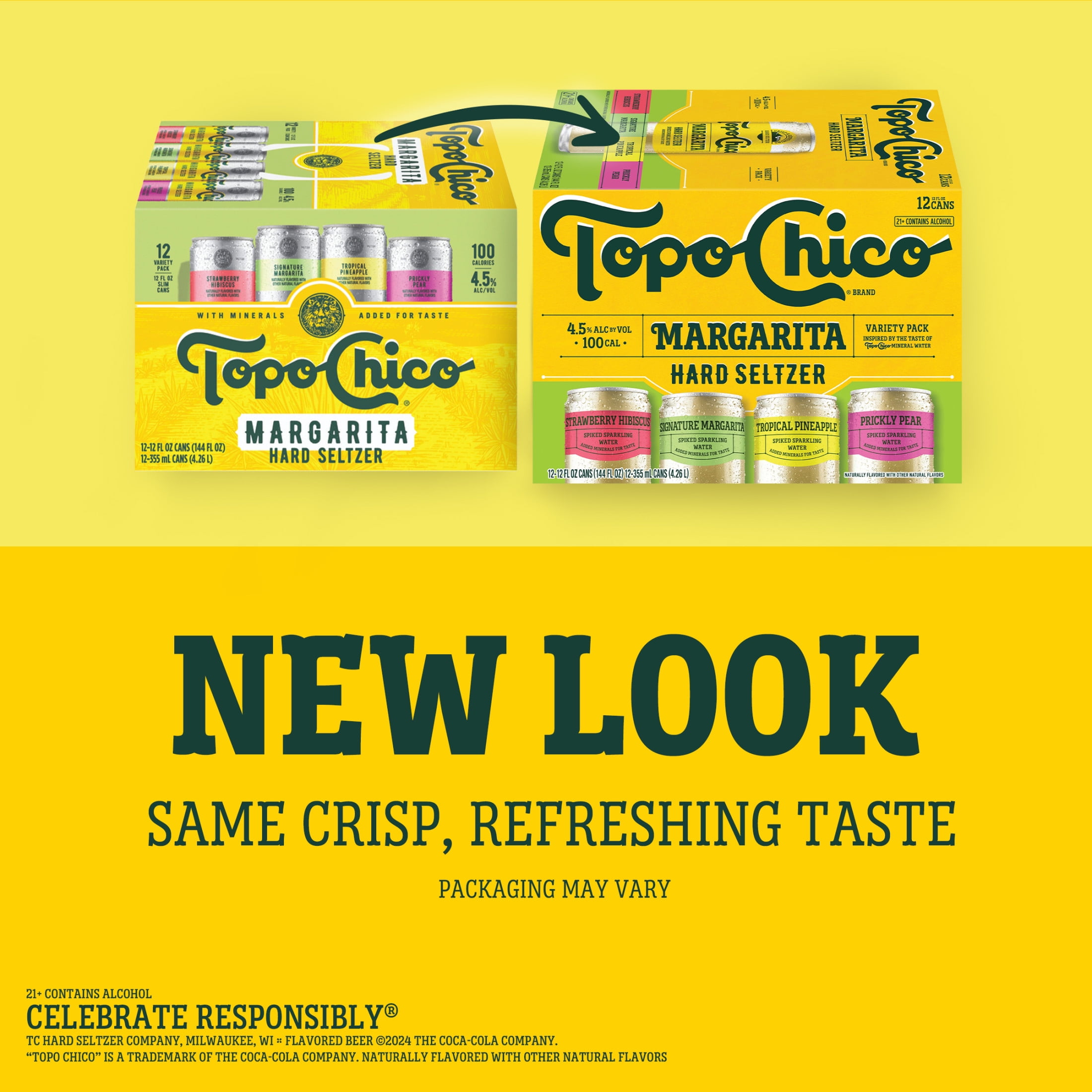Topo Chico Hard Seltzer Margarita Variety Pack , 12 Pack, 12 fl oz Aluminum Cans, 4.5% ABV