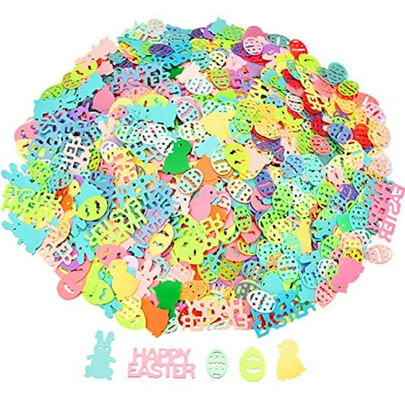 Jovitec 5 Bags Easter Confetti Colorful Table Confetti Bunny Chick and Eggs Shape Confetti for Easter Party Decorations DIY Craft, 2.5 Ounce Totally