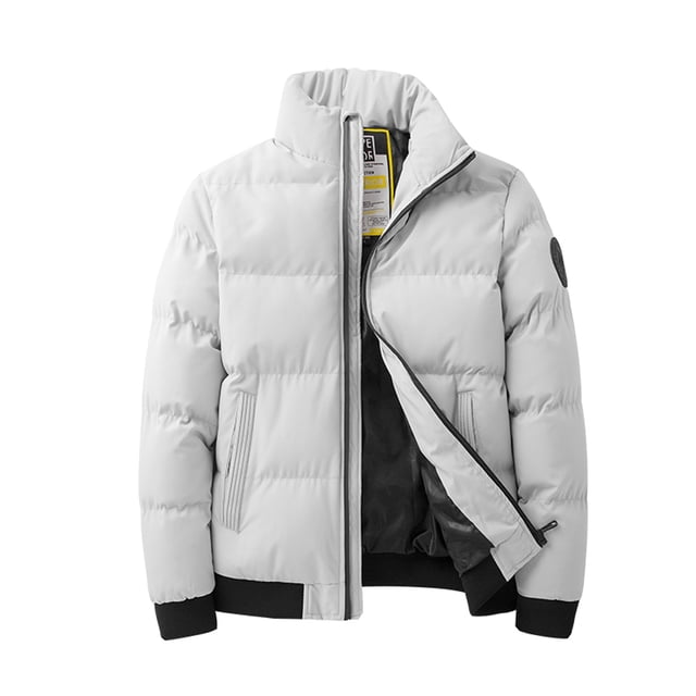 Gibobby Chaquetas de franela de moda para hombre Chaqueta de abrigo sólida informal para hombre, abrigo de manga larga con cuello levantado y bolsillo con cremallera(Caqui,XG)