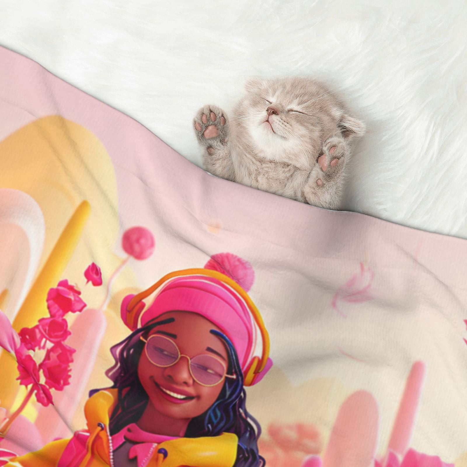 Naloa Digital Nomad Pink Landscape Dog Blanket, 3 Sizes Cat Blanket for Indoor Cats Large Medium Small Dog Gifts-Small