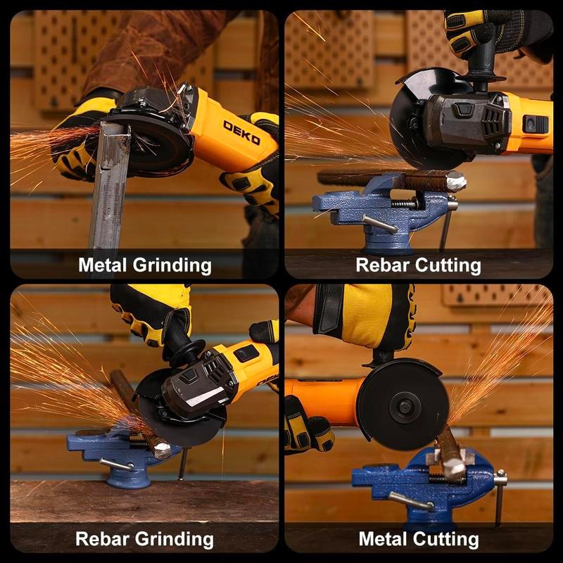 DEKO 110V Angle Grinder 12000 RPM 7.5A Power Tool Suitable for Sanding, Grinding, Wire Brushing & Abrasive Cutting Professional Grinding Electric Tool