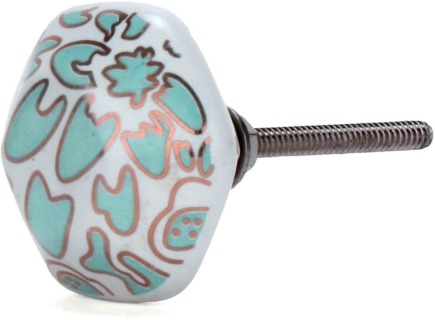 Set Of Six Hollyhock Green Printed Round Cabinet Knobs by Perilla Home