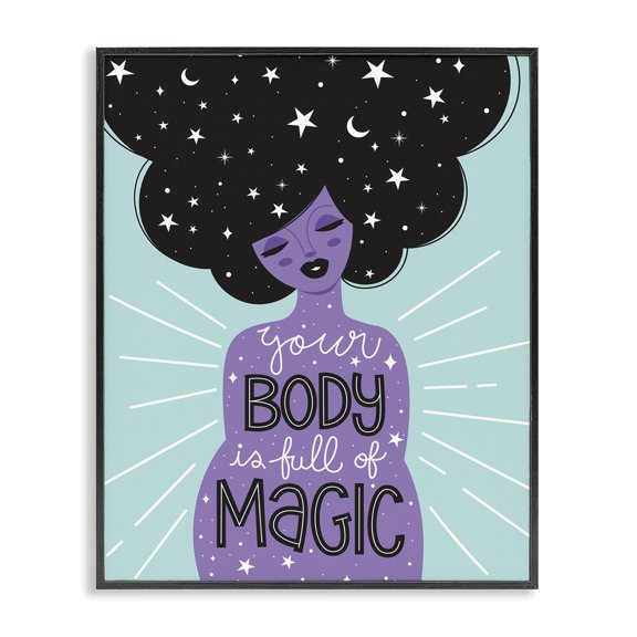 Stupell Industries Bohemian Body Full of Magic Astrological Hair Black Framed Giclee Art, 11 x 14, by Ilis Avilés