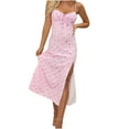 thumbnail image 2 of drppepioner Robe d'Été Femme Grande Taille Liquidation Mode Féminine Camisoles Sans Manches Col en V Robe à Imprimé Floral Fendue pour la Plage, 2 of 9