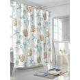thumbnail image 3 of Coastal Nautical Shower Curtain, Seahorse Coral Starfish Shell Bathroom Decor Curtains Set with Hooks, Aqua Brown Waterproof Fabric Home Accessories， Stall 36 X 78 Inch, 3 of 6