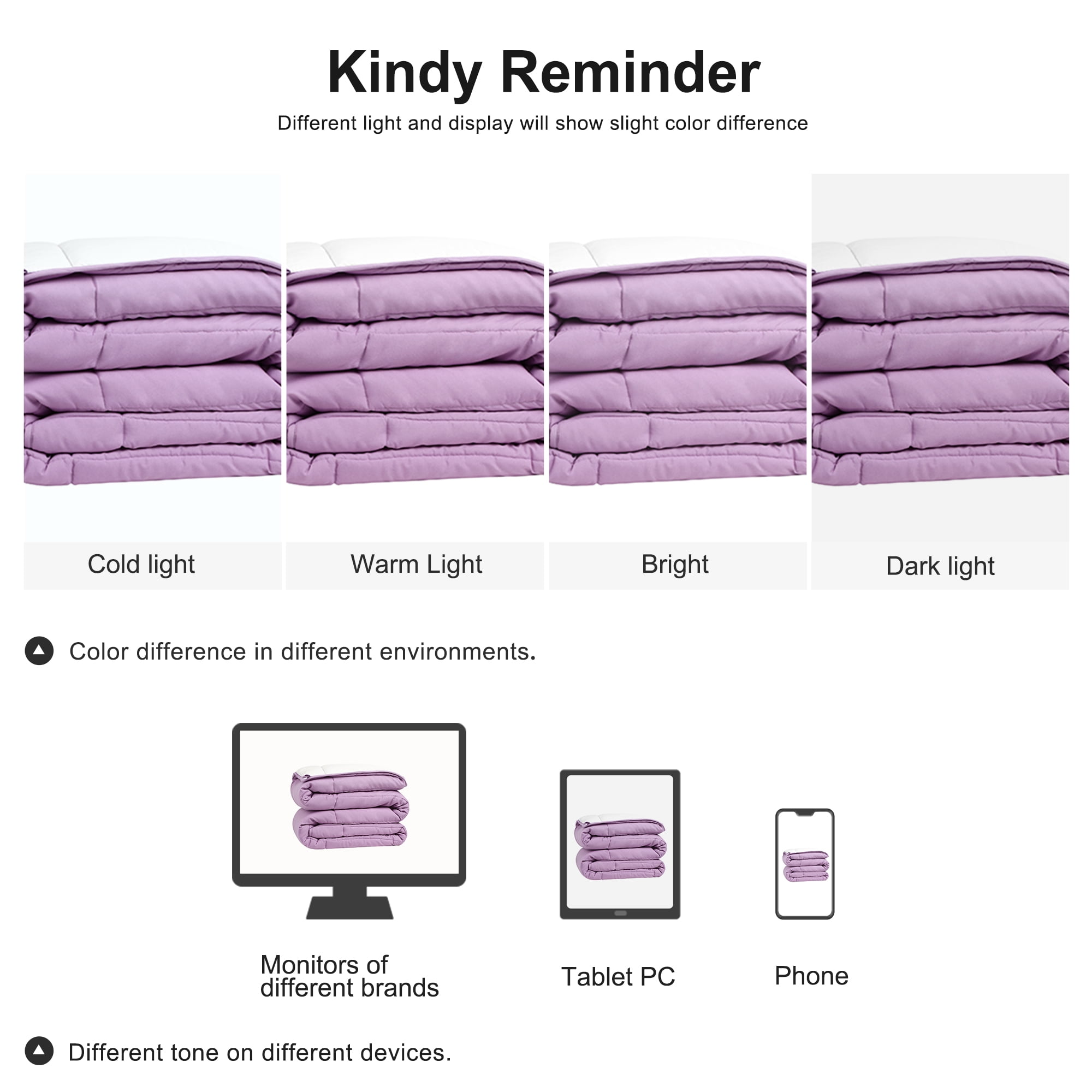 Unique Bargains Quilt Lightweight Down Comforter Light Purple/White Twin