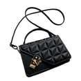thumbnail image 3 of Bolsos de mano para mujer, con hebilla de herraje en forma de rombo, para el trabajo, compras, viajes, color negro, talla única, 3 of 15