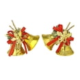 thumbnail image 3 of Christmas Bell Hanging Ornament Set Of 2 Golden Bell Decor with Angel and Bow for Christmas Tree Decor Wreath Indoor Holiday Home Decoration, 3 of 7