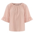 thumbnail image 4 of Moda Mujer Causal Blusa Sólida Camiseta de Manga Corta Verano Sweartshirt Tops Fridja  bn2109, 4 of 8