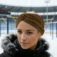 thumbnail image 2 of Unique Bargains 1 Pc Women's Warm Headband Cross Cable Knitted Headband Dark Brown, 2 of 6