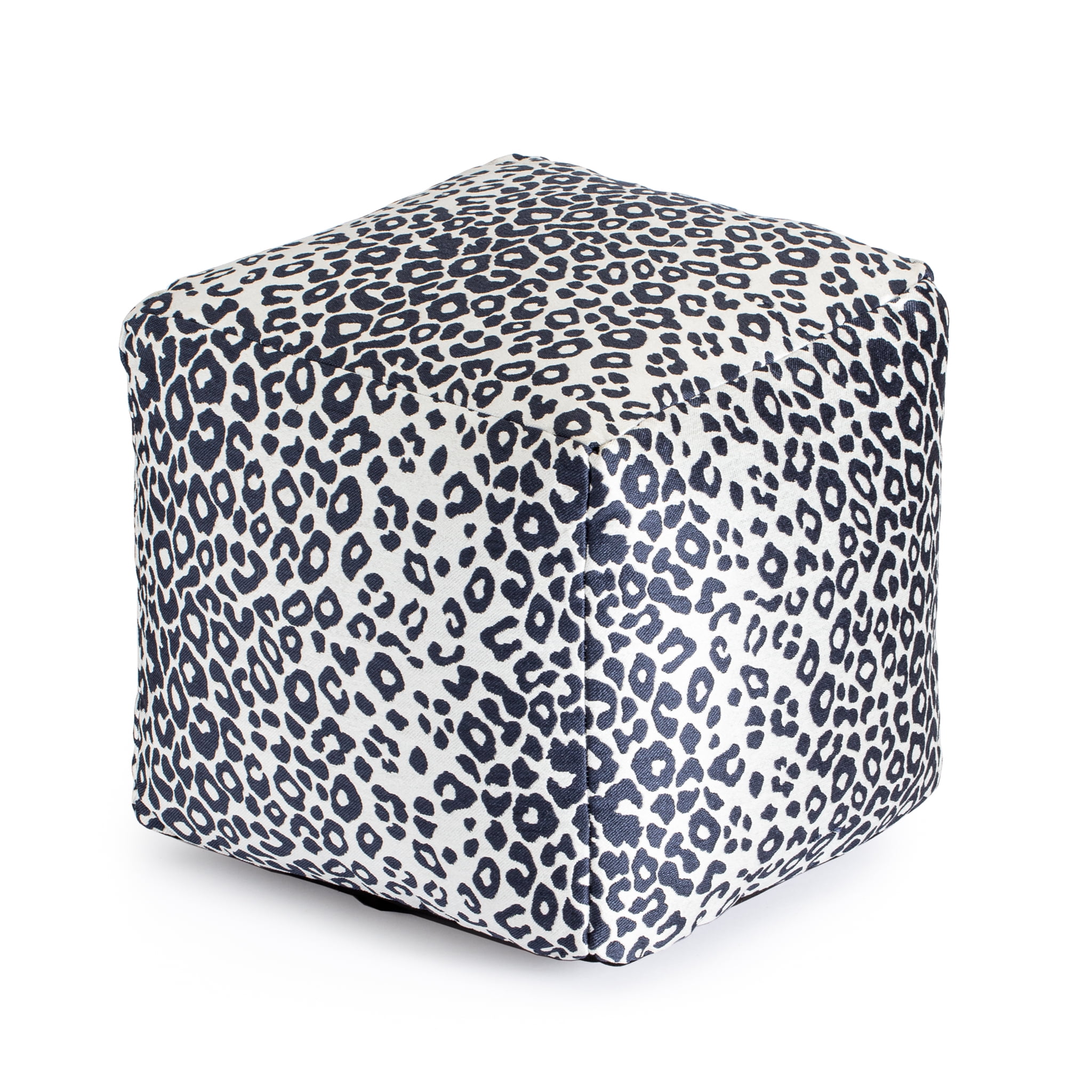 Amur Blue 18" x 18" x 18" Blue & Ivory Pouf