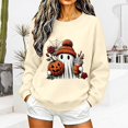 thumbnail image 4 of Women Cute Ghost Pumpkin Rose Graphic Crewneck Sweatshirt Halloween Pullover Top for Holiday, 4 of 5