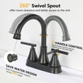 thumbnail image 2 of Kede Bathroom Sink Faucet 4 Inch 2 Handle Centerset Lead-Free Matte Black Modern Bathroom Faucet Vanity Faucet with Pop-up Drain Stopper and Supply Hoses, 2 of 7