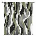thumbnail image 2 of Sage Green Stripe Semi Sheer Curtains Drapes for Living Room, Bedroom, French Doors Window 84 Inches Long, Grey White Geometric Modern Abstract Rod Pocket Chiffon Curtain Drapery Voile Drape Panel, 2 of 6